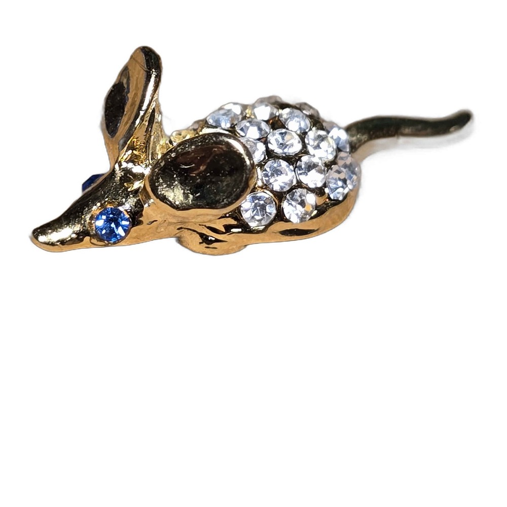 Rhinestone Accented Mouse Animal Theme Figural Fashion Lapel Vest Hat Pin G13